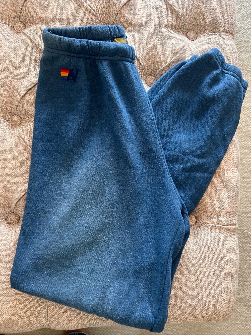 Aviator Nation Indigo Blue Cozy Joggers with Small Retro Logo